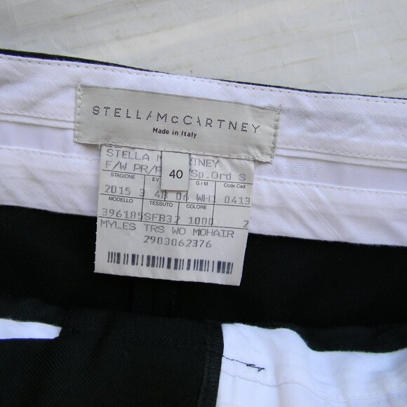 STELLA MCCARTNEY BLACK WOOL/MOHAIR PANTS RUFFLE HEM FLAT FRONT SZ IT 40 (4) - Picture 3 of 6